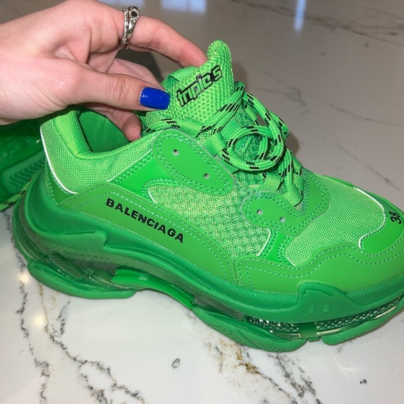 Balenciaga Triple S Green Shoes Women’s Size 7 - Picture 5 of 9